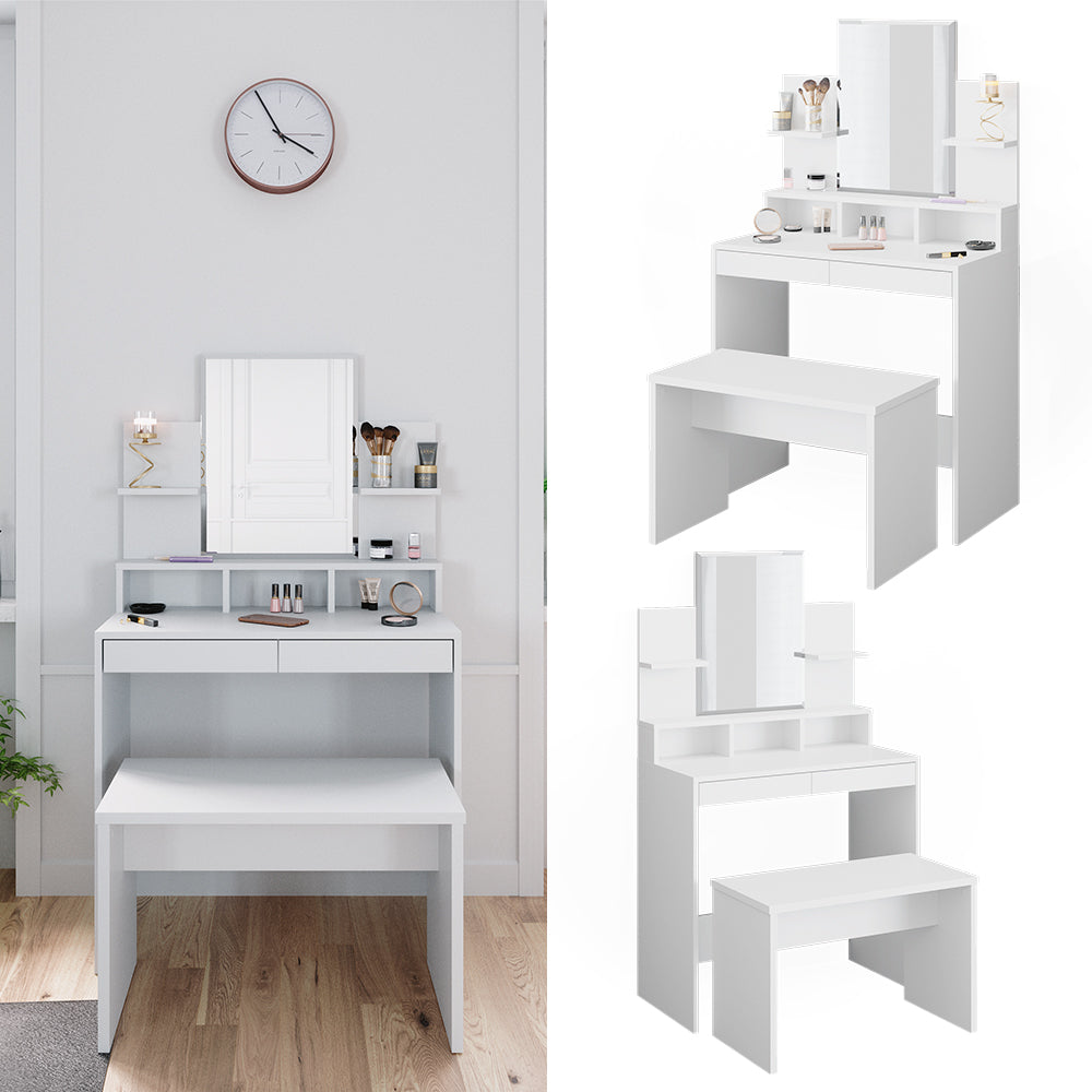 Vicco Tavolo da toeletta Bianco 80 cm con panca