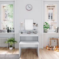 Vicco Tavolo da toeletta Bianco 80 cm con panca