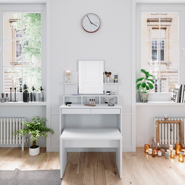 Vicco Tavolo da toeletta Bianco 80 cm con panca