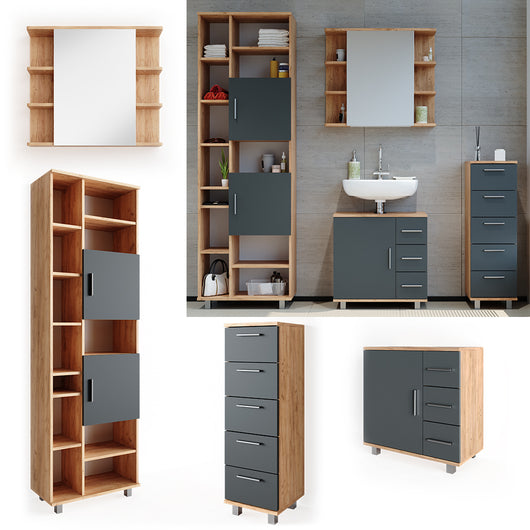 Vicco Set mobili bagno Rovere 4 parti