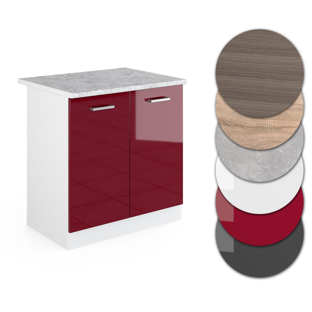 Vicco Mobile lavello cucina Rosso lucido 80 cm , PL Marmo