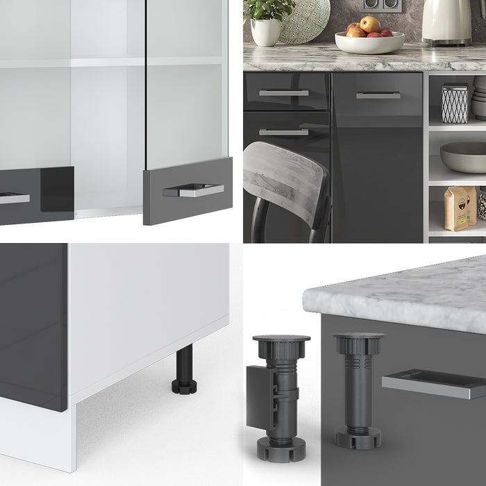 Vicco Cucina componibile Antracite lucido/bianco 240 cm , PL Rovere