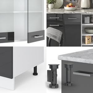 Vicco Cucina componibile Antracite lucido/bianco 240 cm senza piano di lavoro