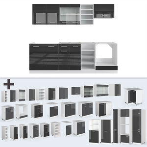 Vicco Cucina componibile Antracite lucido/bianco 240 cm , PL Rovere