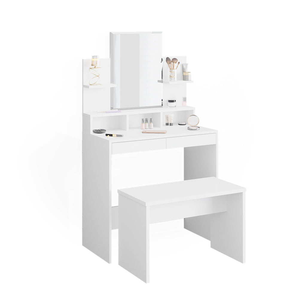 Vicco Tavolo da toeletta Bianco 80 cm con panca