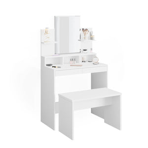 Vicco Tavolo da toeletta Bianco 80 cm con panca