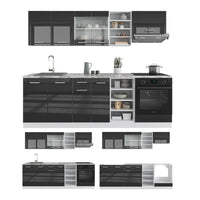 Vicco Cucina componibile Antracite lucido/bianco 240 cm senza piano di lavoro