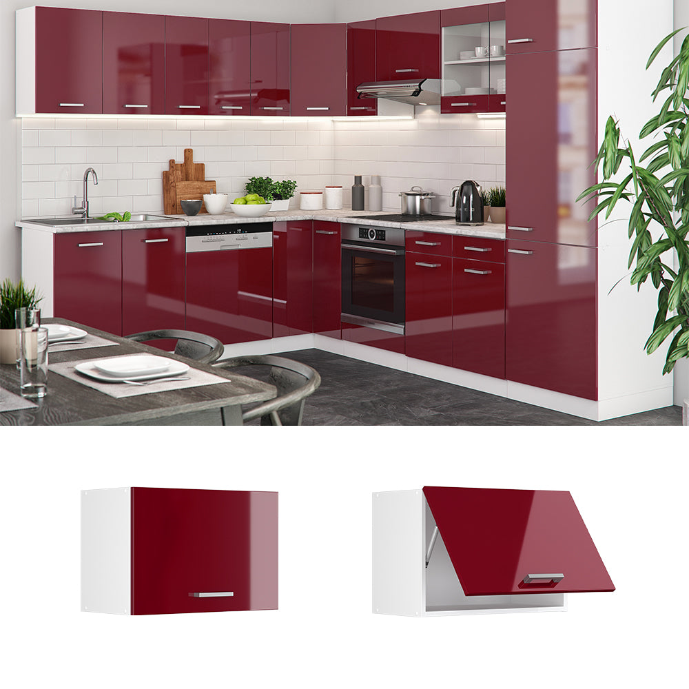 Vicco Pensile da cucina Rosso lucido 60 cm Piatto
