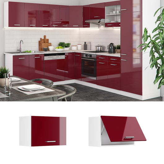 Vicco Pensile da cucina Rosso lucido 60 cm Piatto