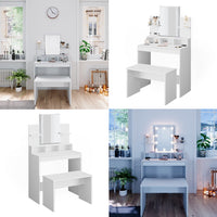 Vicco Tavolo da toeletta Bianco 80 cm con panca