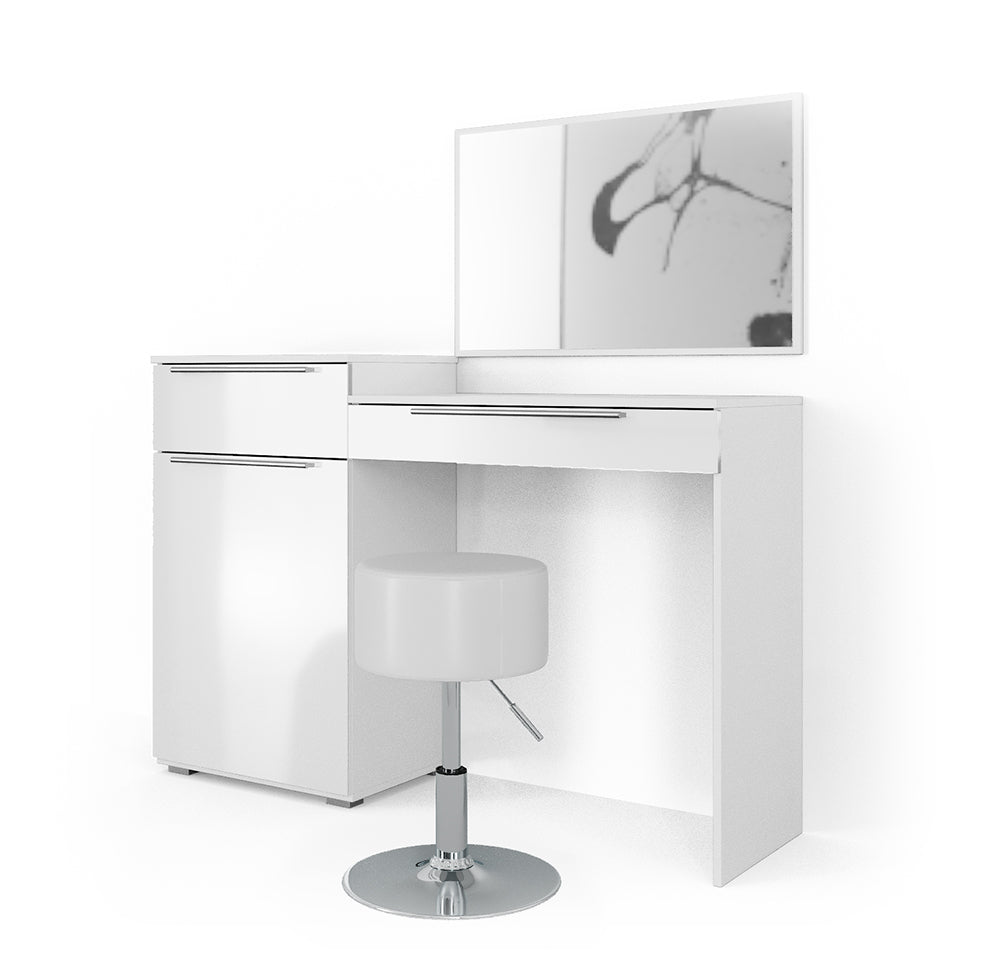 Vicco Tavolo da toeletta Bianco 135 cm con sgabello