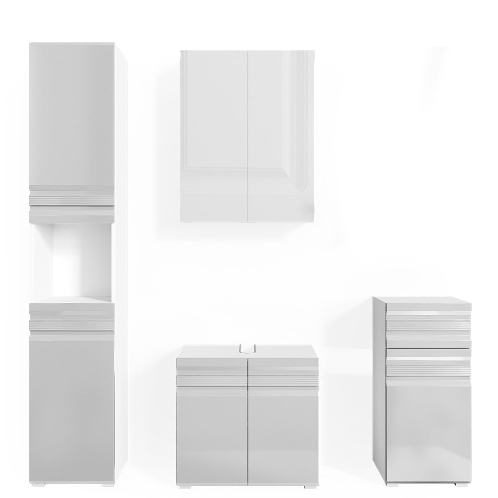 Vicco Set mobili bagno Bianco lucido 4 parti