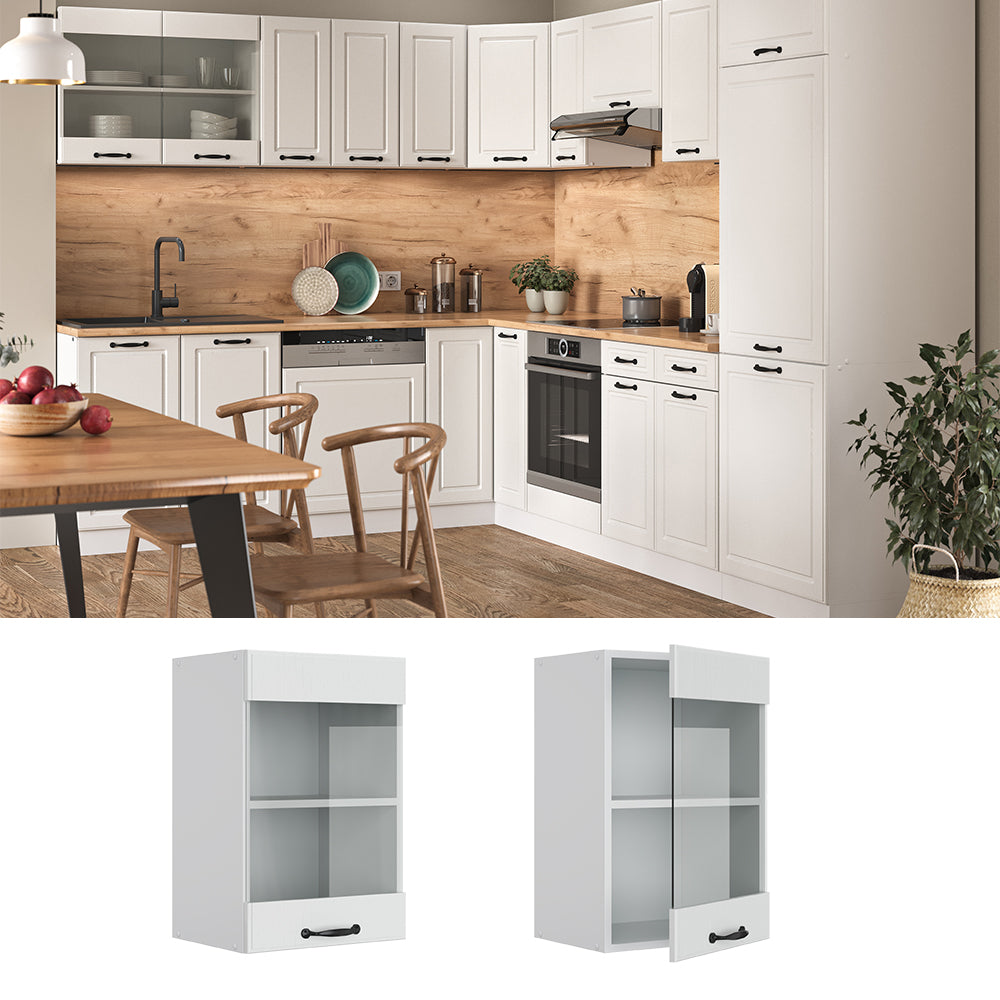 Vicco Mobile da cucina in vetro Bianco casa di campagna 40 cm