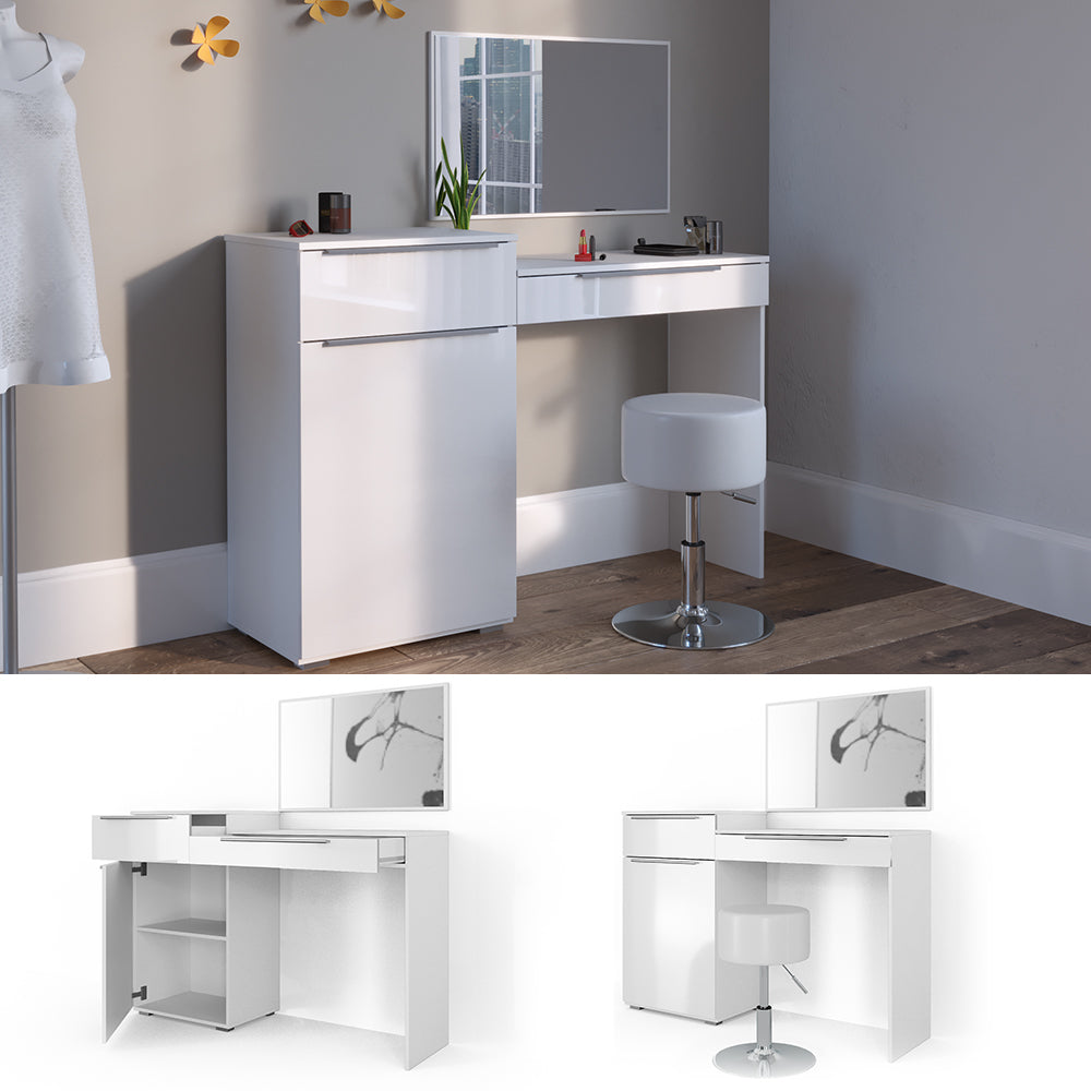 Vicco Tavolo da toeletta Bianco 135 cm con sgabello