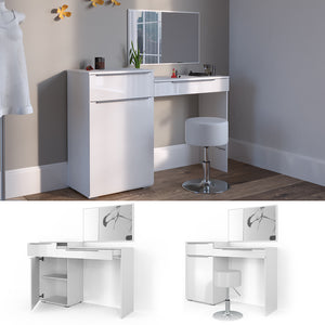 Vicco Tavolo da toeletta Bianco 135 cm con sgabello