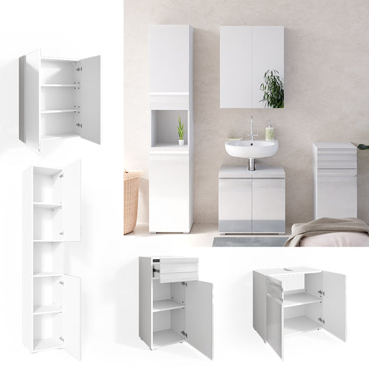 Vicco Set mobili bagno Bianco lucido 4 parti