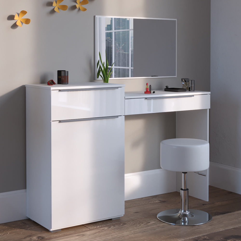 Vicco Tavolo da toeletta Bianco 135 cm con sgabello