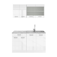 Vicco Cucina monoblocco Bianco 140 cm , PL Marmo