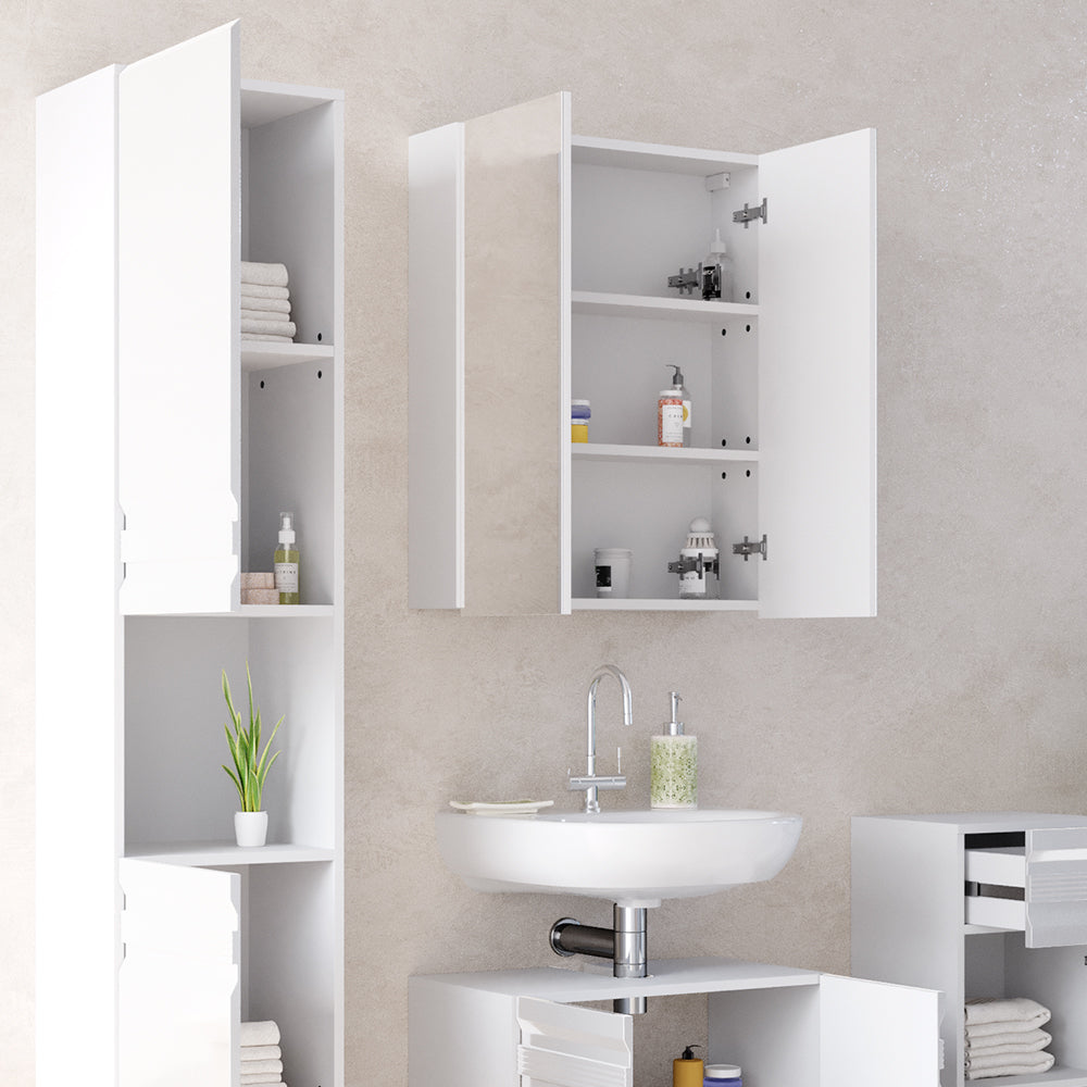Vicco Set mobili bagno Bianco lucido 4 parti