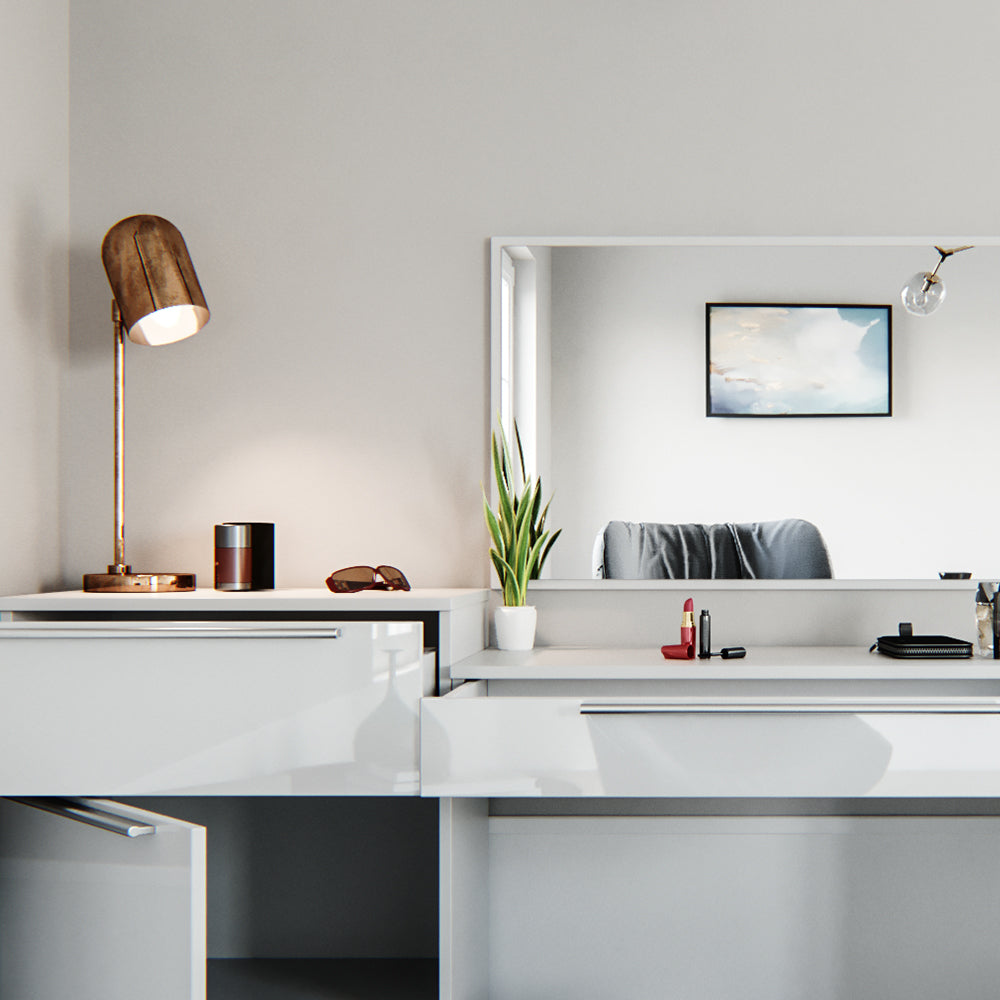 Vicco Tavolo da toeletta Bianco 135 cm con sgabello