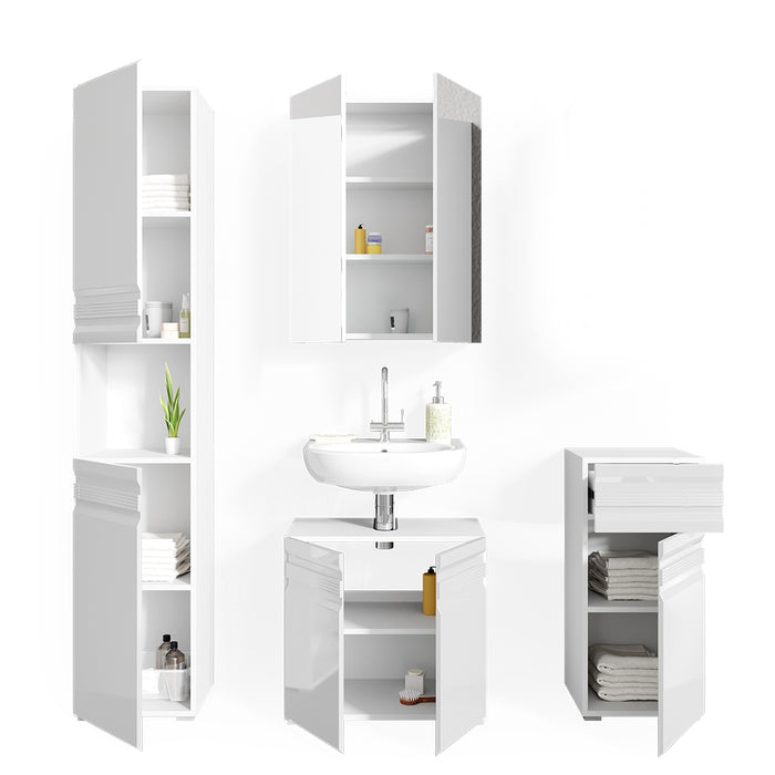 Vicco Set mobili bagno Bianco lucido 4 parti
