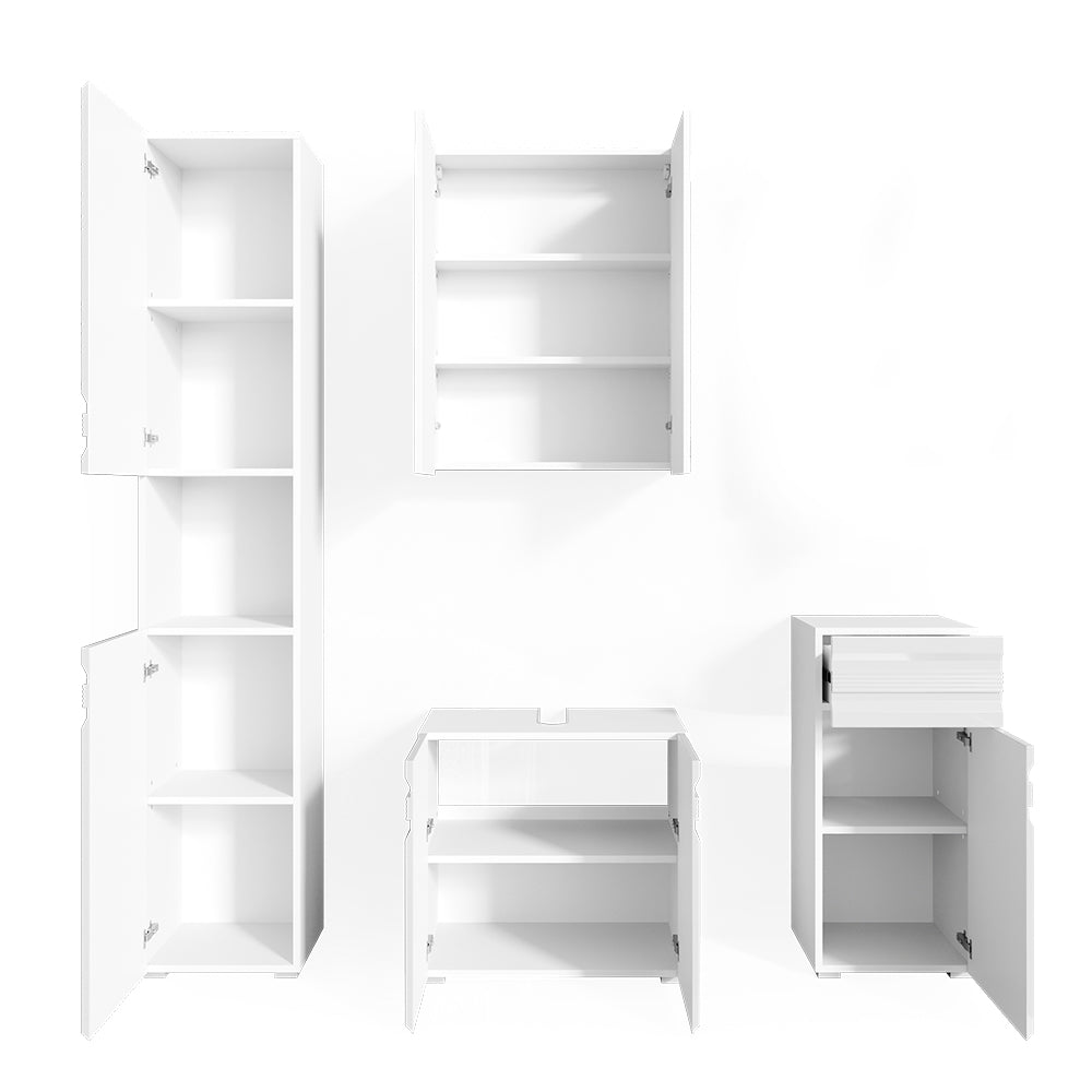 Vicco Set mobili bagno Bianco lucido 4 parti