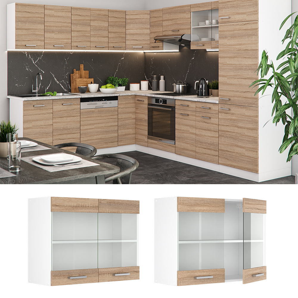 Vicco Mobile da cucina in vetro Sonoma 80 cm