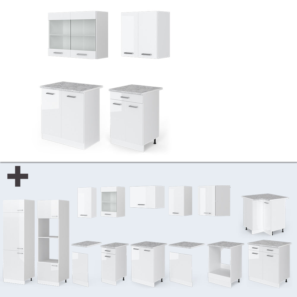 Vicco Cucina monoblocco Bianco lucido/bianco 140 cm , PL Antracite