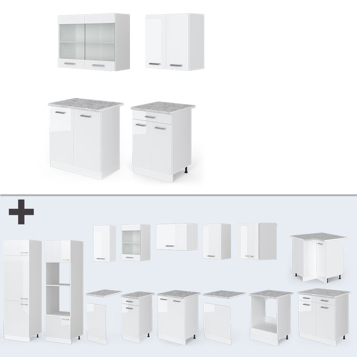 Vicco Cucina monoblocco Bianco lucido/bianco 140 cm , PL Antracite