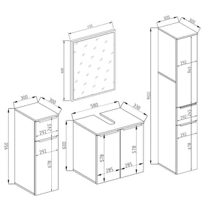 Vicco Set mobili bagno Bianco 4 parti
