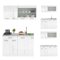Vicco Cucina monoblocco Bianco 140 cm , PL Marmo