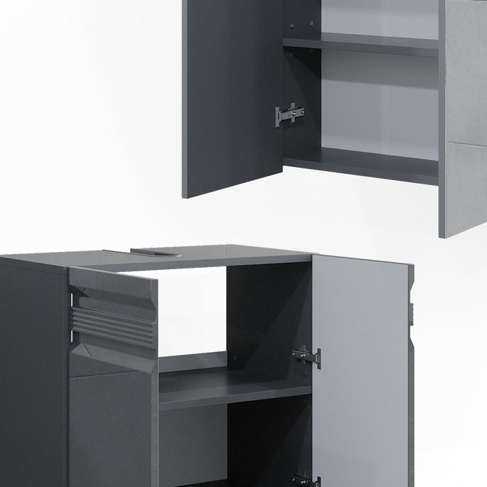 Vicco Set mobili bagno Antracite lucido 3 parti, con colonna