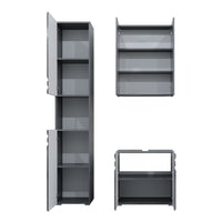 Vicco Set mobili bagno Antracite lucido 3 parti, con colonna