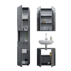 Vicco Set mobili bagno Antracite lucido 3 parti, con colonna