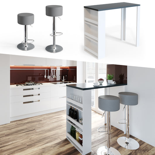 Vicco Tavolo da bar Bianco 57 x 117 cm con 3 scomparti