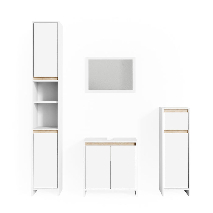 Vicco Set mobili bagno Bianco/Sonoma 4 parti