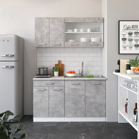 Vicco Mobile cucina sottotetto Cemento/Bianco 120 cm Set di 2