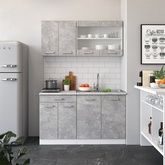 Vicco Mobile cucina sottotetto Cemento/Bianco 60 cm con 2 porte