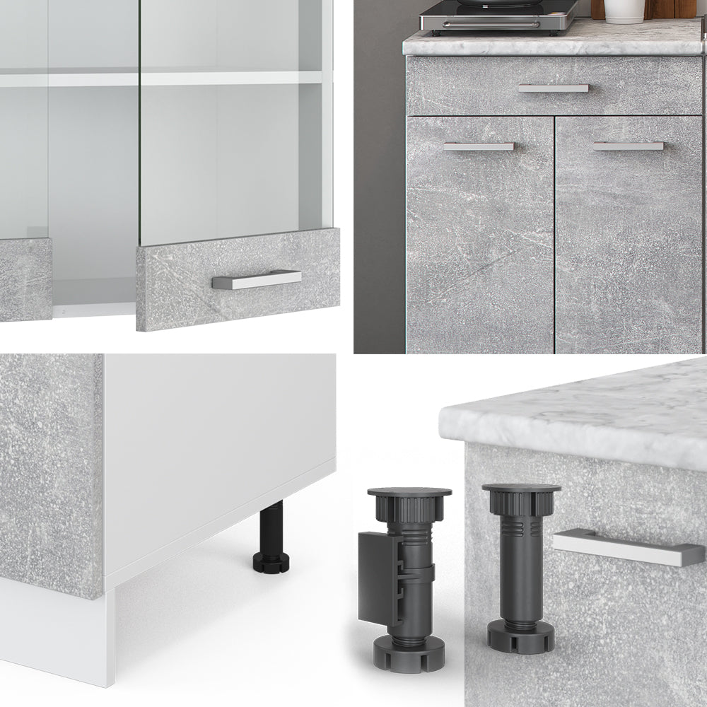 Vicco Cucina monoblocco Cemento/Bianco 140 cm , PL Antracite