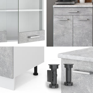 Vicco Cucina monoblocco Cemento/Bianco 140 cm , PL Antracite