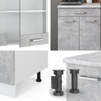 Vicco Cucina monoblocco Cemento/Bianco 140 cm , PL Rovere