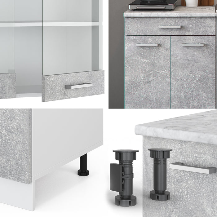 Vicco Cucina monoblocco Cemento/Bianco 140 cm , PL Rovere