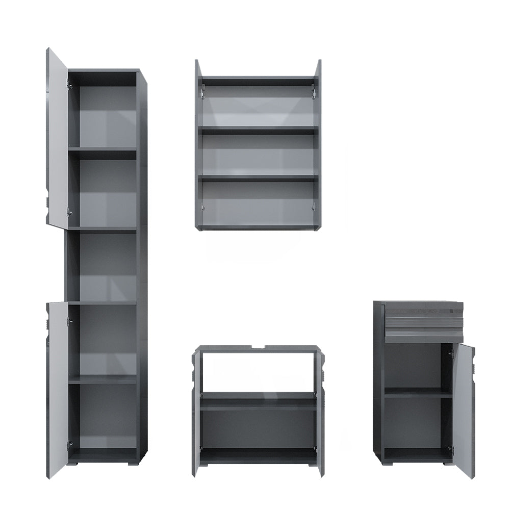 Vicco Set mobili bagno Antracite lucido 4 parti