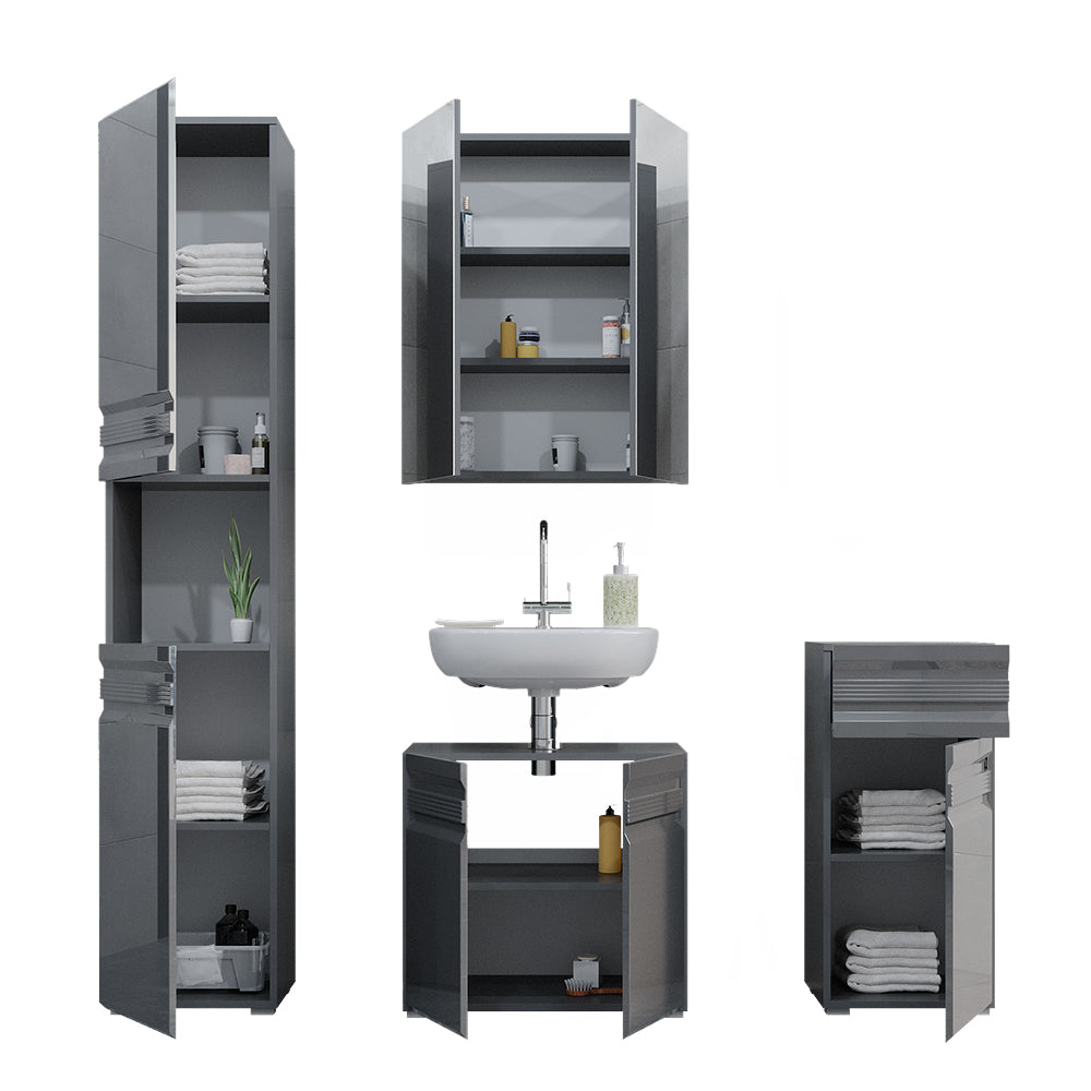 Vicco Set mobili bagno Antracite lucido 4 parti
