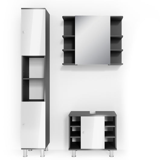 Vicco Set mobili bagno Antracite 3 parti, con colonna