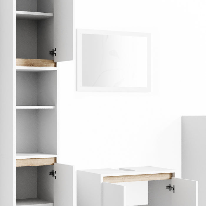 Vicco Set mobili bagno Bianco/Sonoma 4 parti