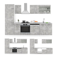 Vicco Cucina componibile Cemento/Bianco 300 cm , PL Rovere