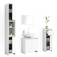 Vicco Set mobili bagno Bianco/Sonoma 4 parti