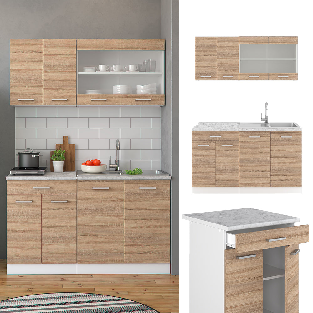 Vicco Cucina monoblocco Sonoma/Bianco 140 cm , PL Antracite