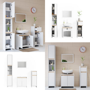 Vicco Set mobili bagno Bianco/Sonoma 4 parti